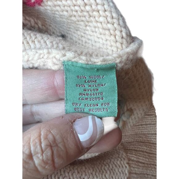 HWR Monogram Anthropologie Chocolate Box Cardigan Knit Beige Wool Blend Sz LARGE - Picture 4 of 10